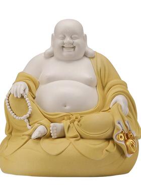 陶瓷弥勒佛摆件大肚开心佛菩萨招财布袋笑佛像家居客厅办公装饰品