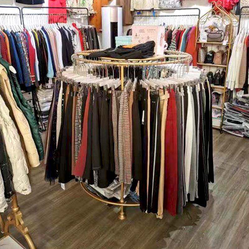 金色服装店展示架陈列中间女装货架时尚童装中岛裤子挂衣架落地式