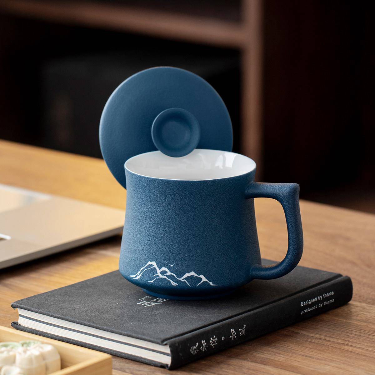 创意陶瓷马克杯带盖粗陶杯子个人泡茶杯家用办公水杯定制logo刻字
