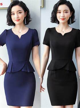 职业装连衣裙女夏2025新款时尚气质修身显瘦裙子短袖包臀裙工作服