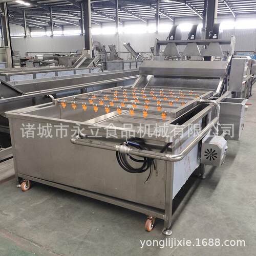大姜清洗加工线全自动气泡洗菜机不锈钢包装袋清洗风干烘干流水线