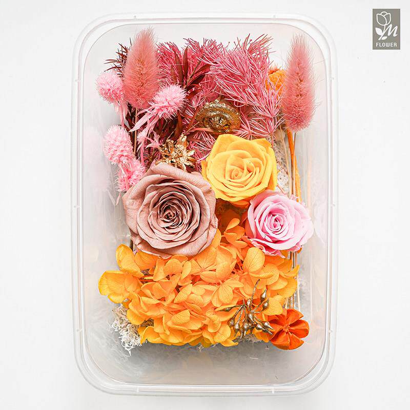 永生花DIY玻璃罩材料包手作女神节母亲礼物配件相框团扇优质花材