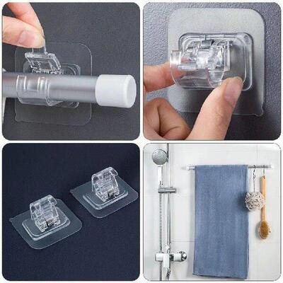 4 Pcs Hanging Rod Clamp Wall Mount Clothes Mounted Hooks