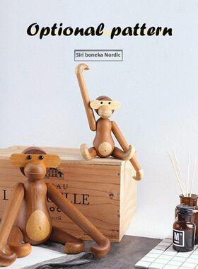 北欧实木猴子 创意家居摆件装饰木质可爱荡秋千猴子工艺品礼品木