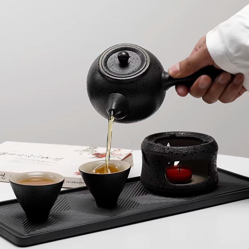 功夫茶具黑陶茶壶围炉煮茶罐罐茶炭炉茶壶陶瓷侧把壶煮茶壶烧水壶