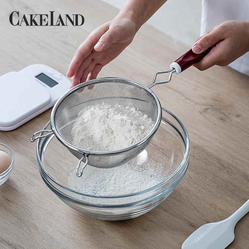 面粉筛日本进口cakeland不锈钢细漏筛网家用烘焙工具手持过滤筛子