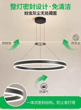 灯客厅吊简卧约现代LED护眼防蓝光室灯房间94灯极简圆环餐厅灯055