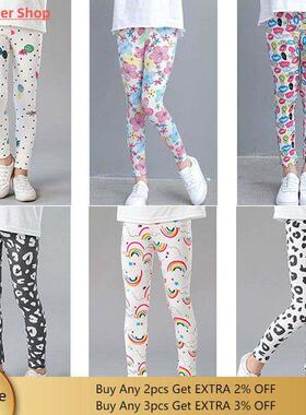 女孩儿童打底裤彩虹印花休闲花铅笔P