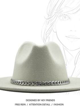 Unisex Wide Brim Felt Hats Men Women Panama Trilby Hat爵士帽