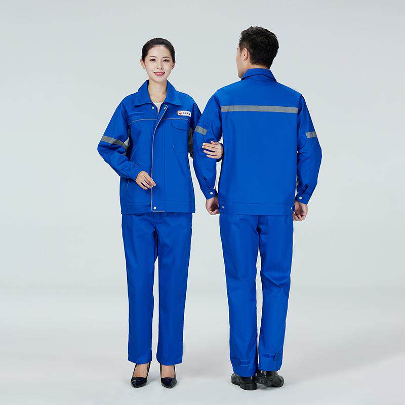 中国石油蓝色红色工作服加油站防静电工装劳保服汽修工人工服