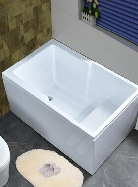 温亚克力家用恒VFF小户型浴缸加深带坐裙凳深泡冲浪按摩两面边泡