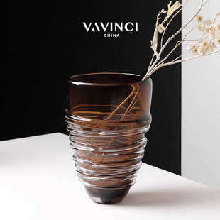现代轻奢琉璃水培花瓶客厅玄关餐桌家居插花设计师艺术摆件装饰