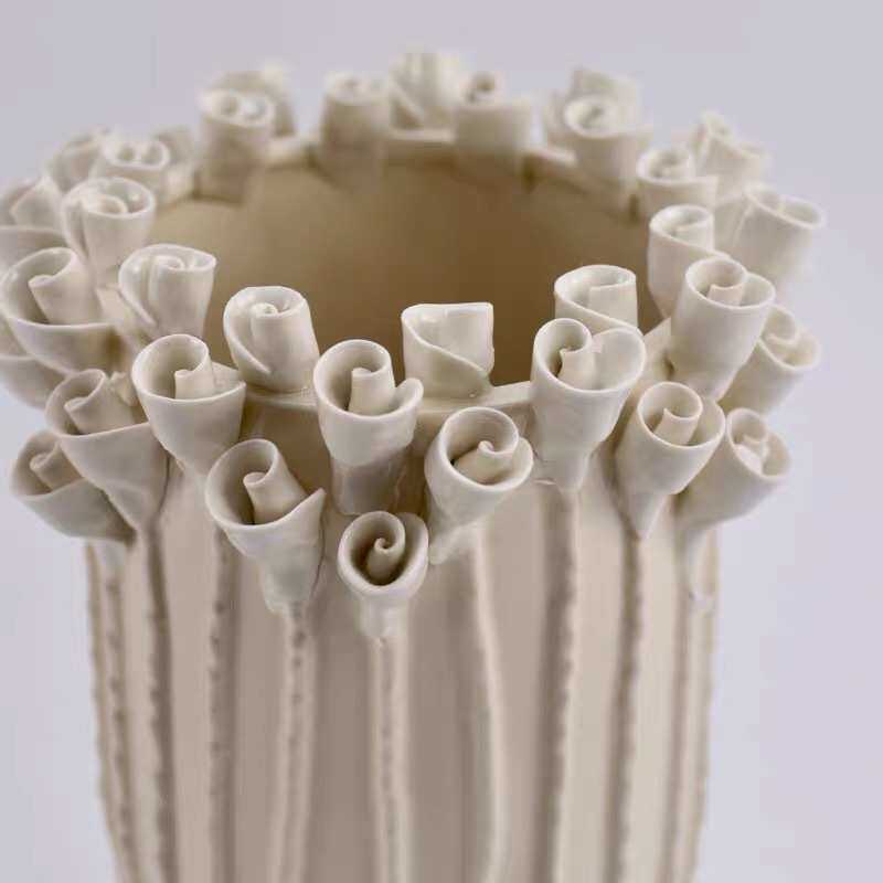 简欧现代玫瑰花瓶果盘桌面客厅电视柜会所软装设计师样板间花器