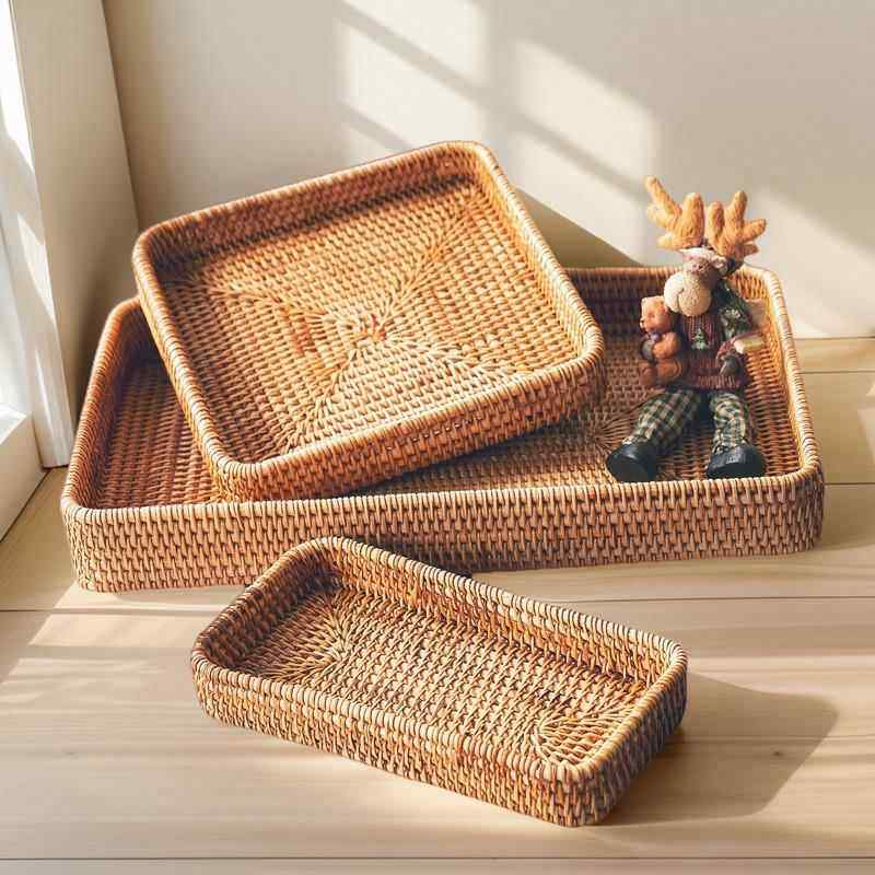 手工藤编茶盘家用餐桌收纳盘水杯茶杯托 托盘日式客厅茶点盘零食,餐饮具,盘,淘宝优惠券,粉丝福利购,淘宝优惠卷