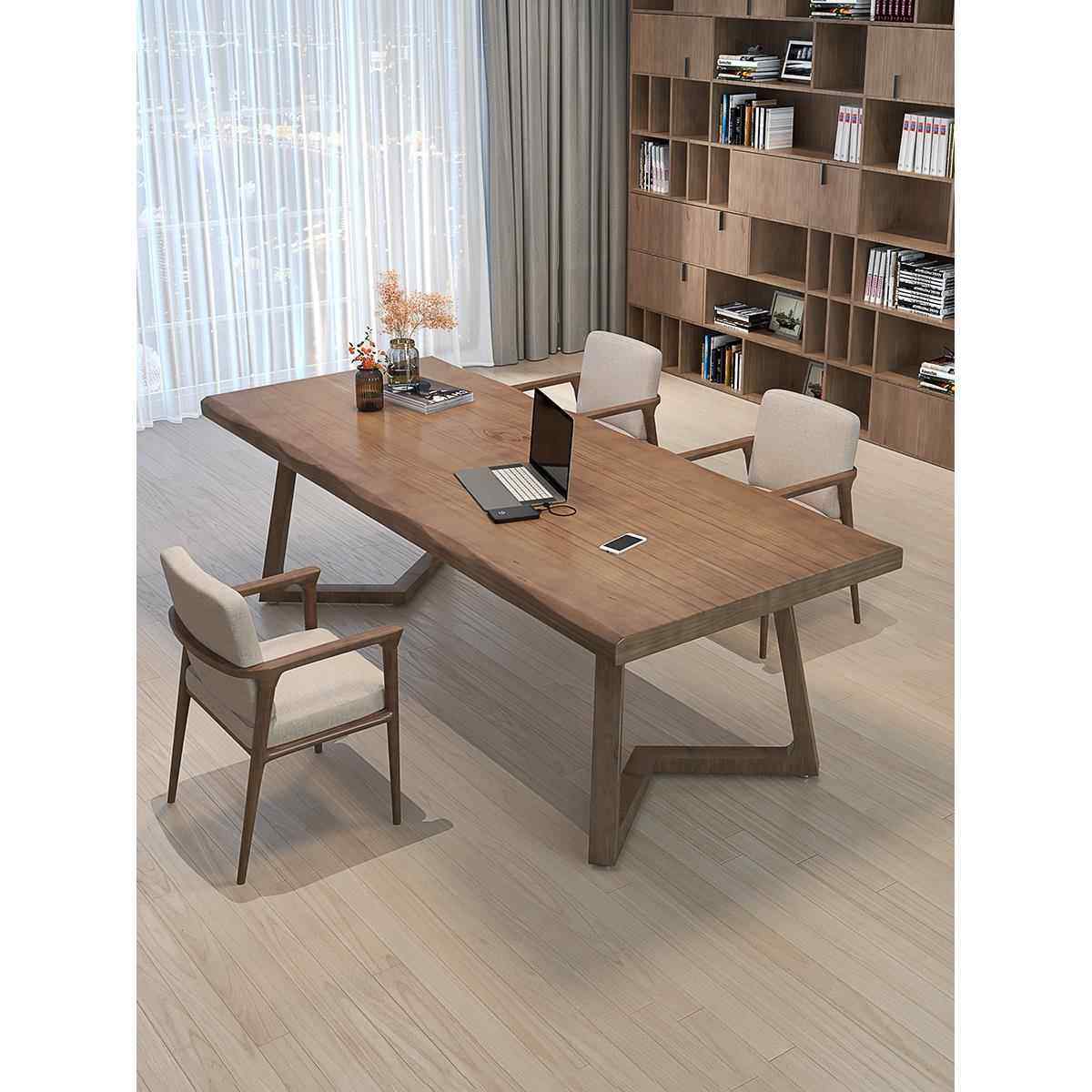 实木长条客厅书桌餐书桌一体原木风自然边简约学习桌办公泡茶桌,住宅家具,书桌,淘宝优惠券,粉丝福利购,淘宝优惠卷