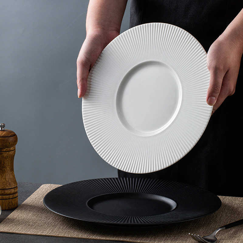 陶瓷餐具西餐厅摆盘轻奢黑白色酒店后厨私房菜盘子Temu代发,餐饮具,盘,淘宝优惠券,粉丝福利购,淘宝优惠卷