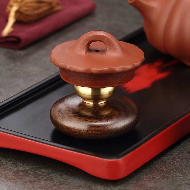 铜木盖置家用壶盖盖托高档实木茶具配件茶壶盖玻璃壶盖摆件