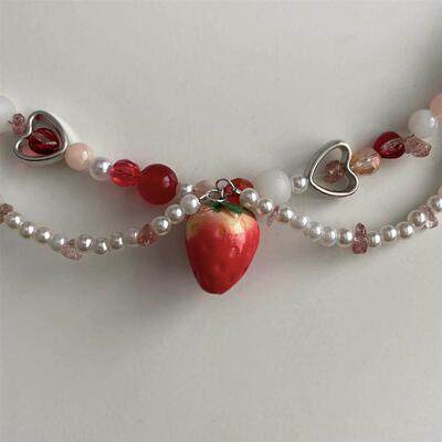 strawberry necklace Pearls BeadedNecklace Choker Beautiful G