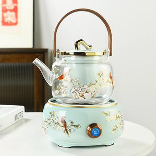 丽霞陶瓷快乐眉毛电陶瓷炉茶壶家用中式升降壶玻璃炉茶具套装