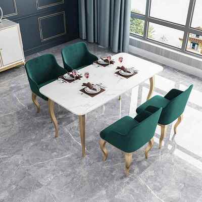 欧式小户型家用餐桌组大理椅长方形吃饭桌子轻石YP-03240奢合4人6