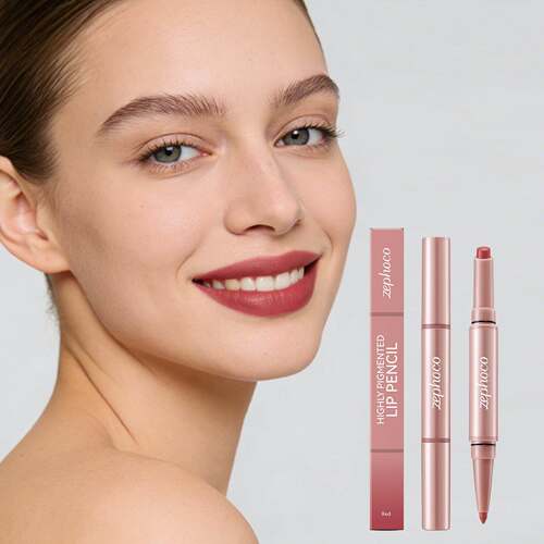 Zephoco Matte Lip Liner and Gloss (Red) - Lightweight textur