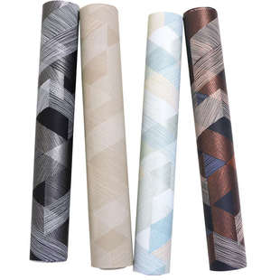 北欧风格 浅绿色咖色几何格子墙纸简约客厅卧室房间电视背景墙壁纸