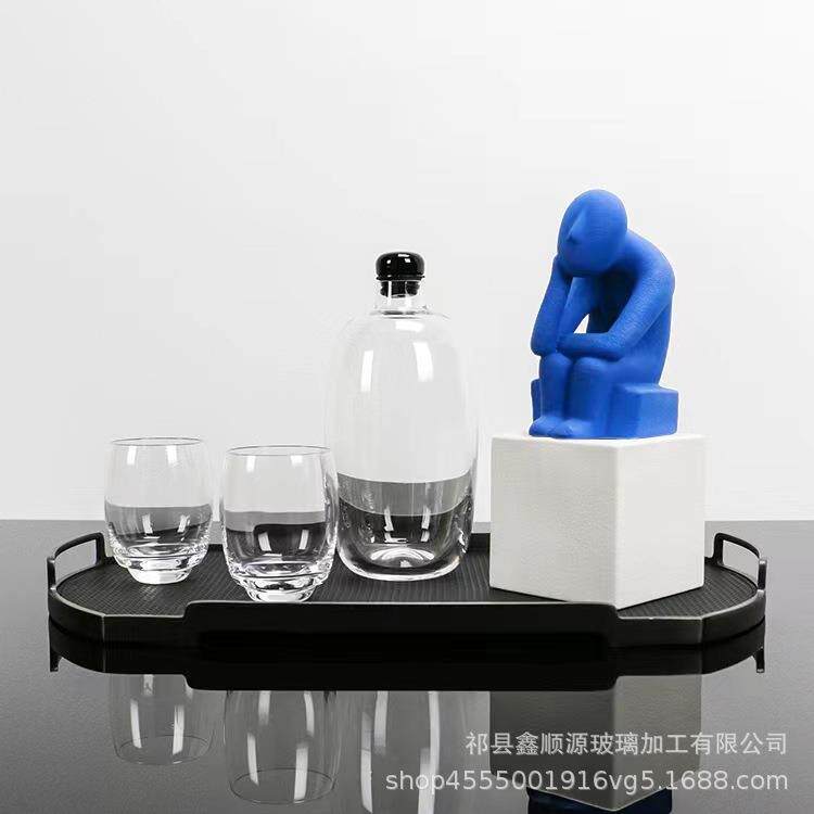 国潮【现货】简约透明玻璃 蛋杯脸谱壶样板间餐厅软装酒具摆件
