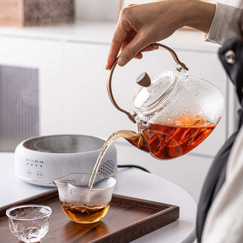 小型耐热玻璃煮茶壶耐高温电陶炉专用蒸茶壶蒸煮一体两用煮茶器家