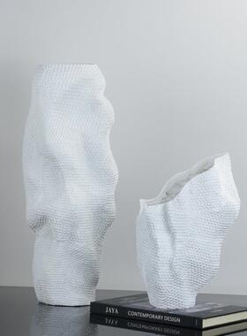 现代简约树脂鱼鳞花器摆件客厅餐厅桌面样板间电视柜时尚轻装饰品