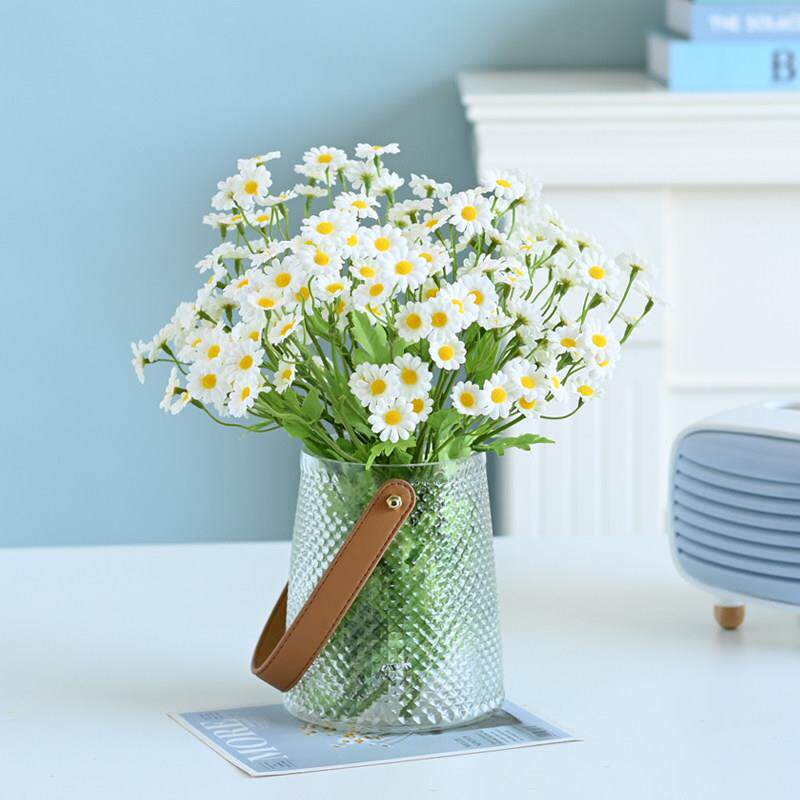 彷真花束客厅装饰品摆件ins洋甘菊小雏菊花假花 塑料绢花餐桌摆设