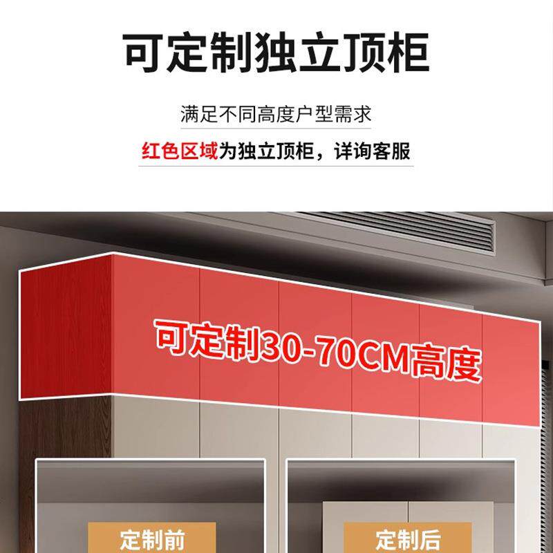 一门到顶柜HT11#子用奶油实木衣柜家分段风式卧室挂区衣多层衣橱