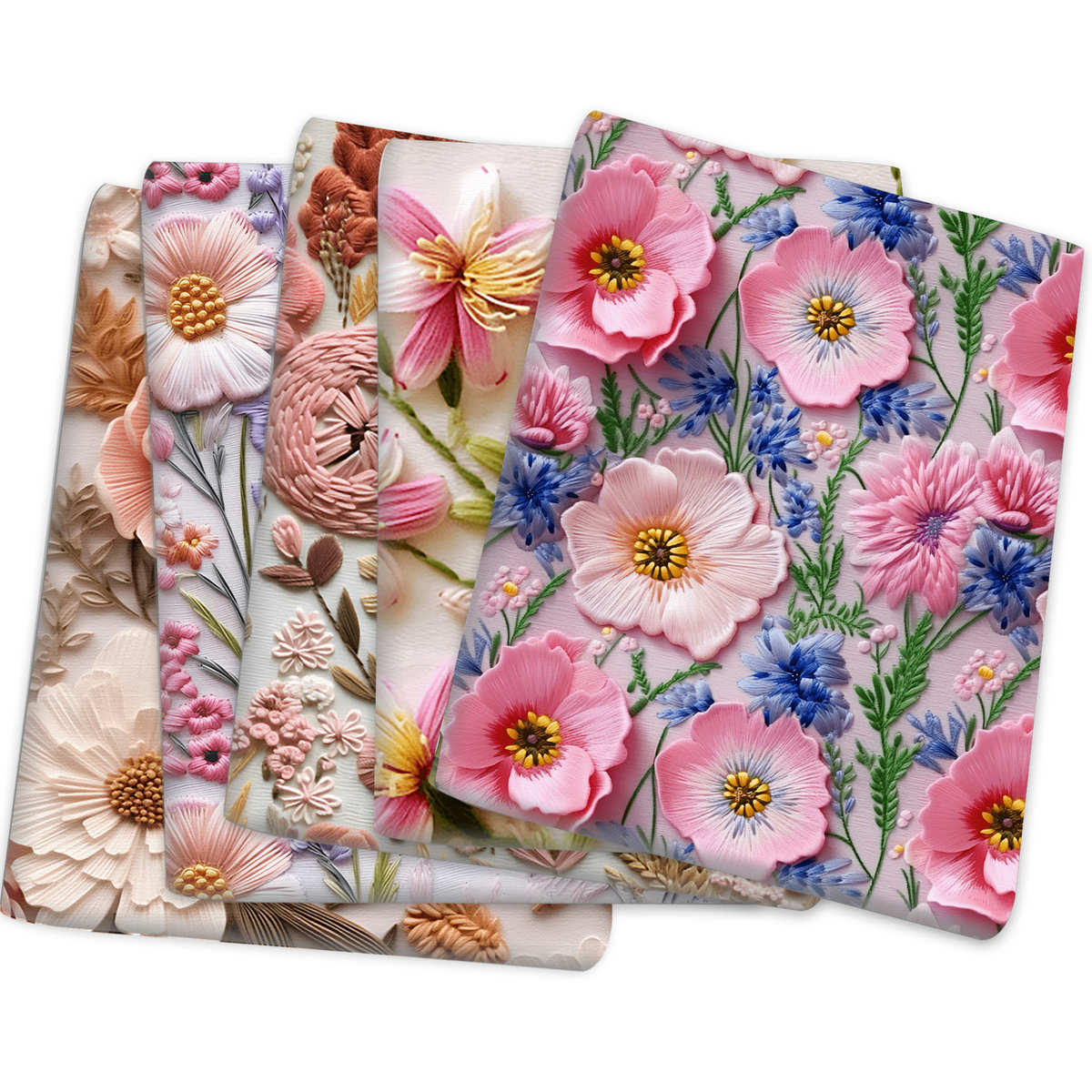 仿刺绣3D立体印花帆布涤棉防水布手工衬布面料包桌布,1Yc43829