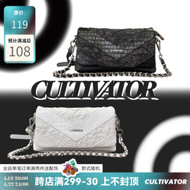 cultivator原创个性欧美黑白蛇纹，褶皱长方形链条包通勤(包通勤)单肩斜挎包