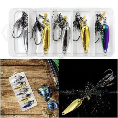 5Pcs Spinner Spoon Jig Fishing Lure Small Sequins Copper