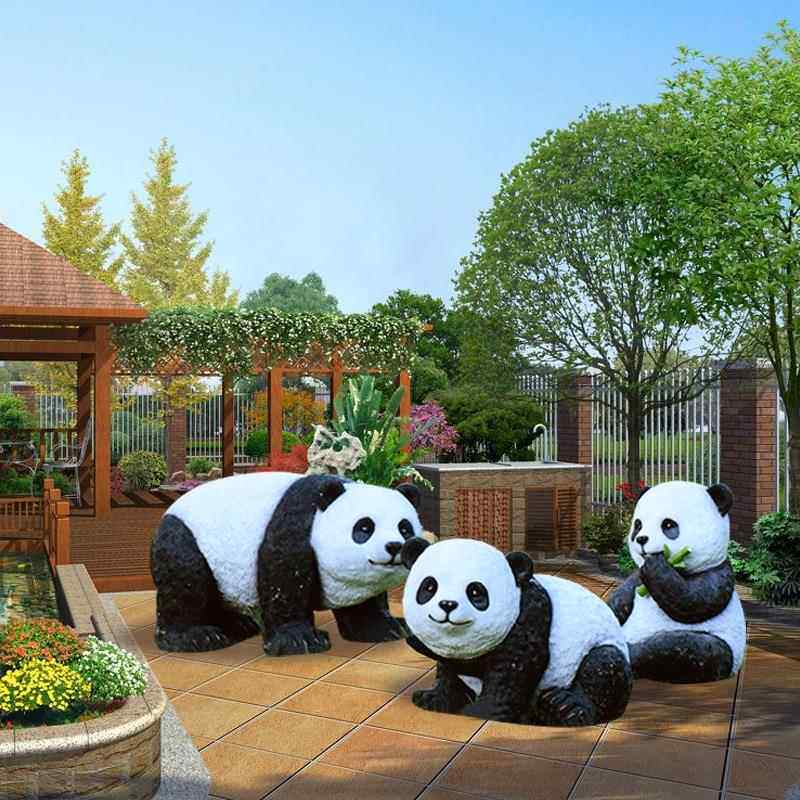 园景观小品幼儿园林真动仿物摆件户钢外花园庭院造景玻璃熊8118熊
