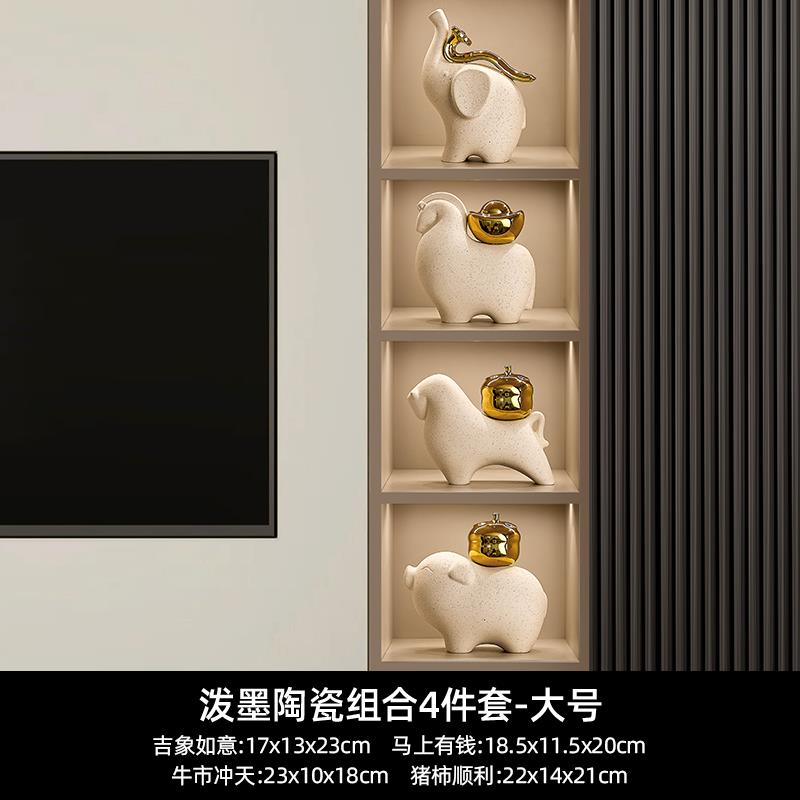 正品马开上有钱摆件新中式客厅玄关博古架酒办柜公室装饰品乔迁礼