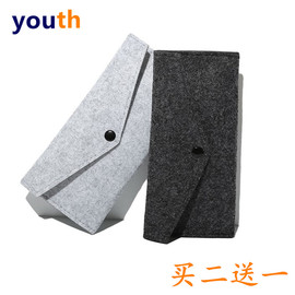 羊毛毡笔袋简约纯色，铅笔盒韩国多功能大容量，男女生文具收纳袋钱包