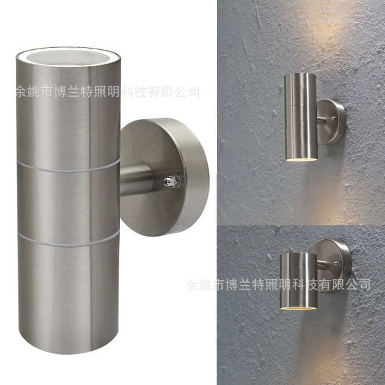跨境电专供商简约不锈钢户外防水射灯led走廊室外双头出光墙壁灯