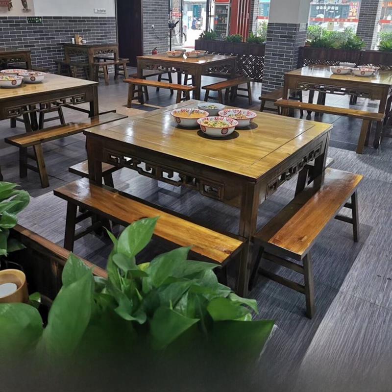 中式餐厅烹饪方桌餐厅桌椅组合中式方桌彷古实木八仙桌圆桌