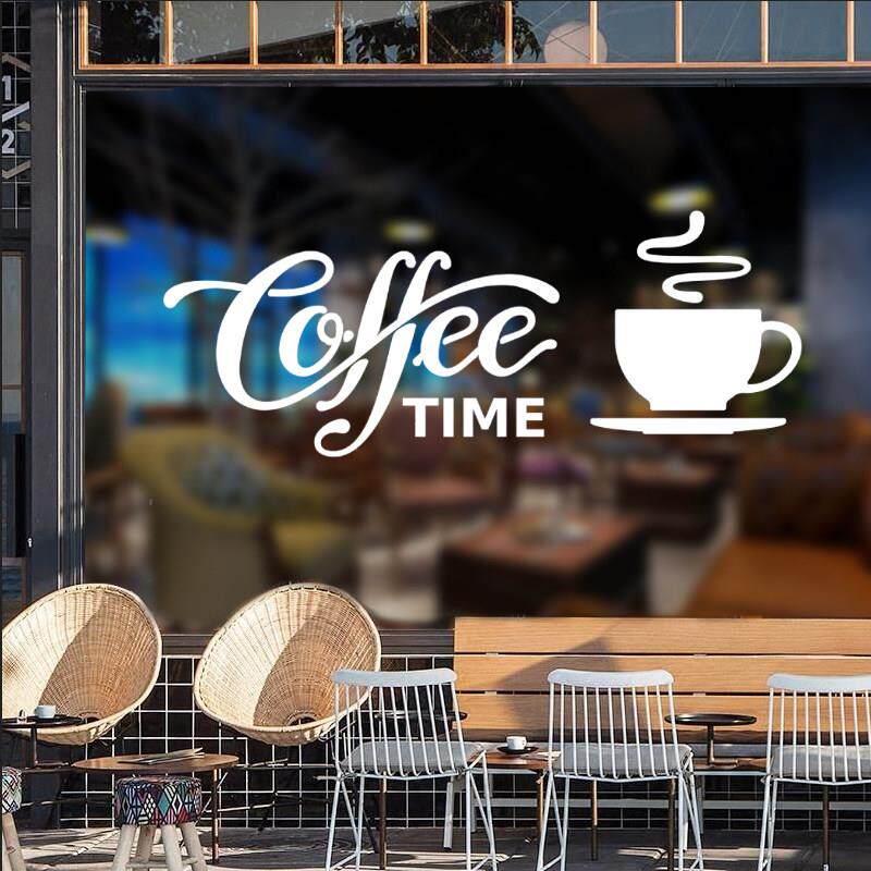 创意简约时尚coffe英文杯子 咖啡馆西餐厅店铺橱窗玻璃贴标识墙贴