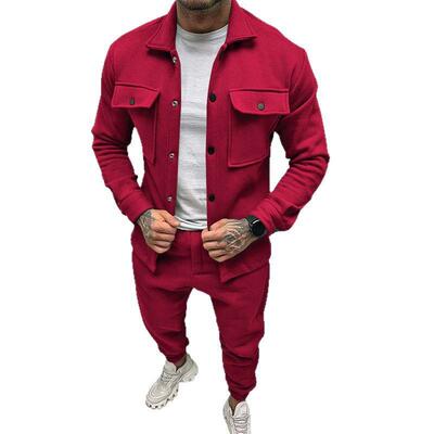Men's Fleece Lined Workwear Set, Spring & Fall Fleece Jacket