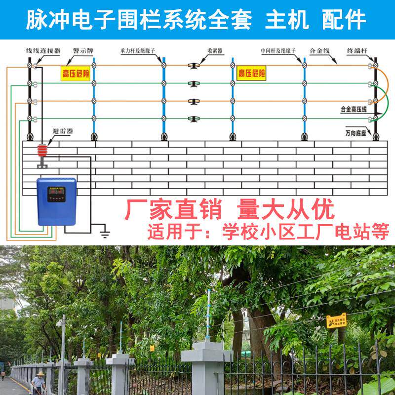 成都电子围栏系统安装全套高压脉冲主机围墙防盗电网周界报警维修