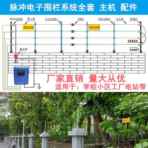 成都电子围栏系统安装全套高压脉冲主机围墙防盗电网周界报警维修