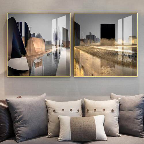 晶瓷画大气客厅装饰画沙发背景墙别墅酒店轻奢后现代挂画样板房画