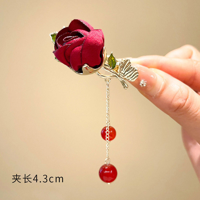 敬酒服头饰新娘红色头花发箍三件套新款简单大气结婚纱礼服发