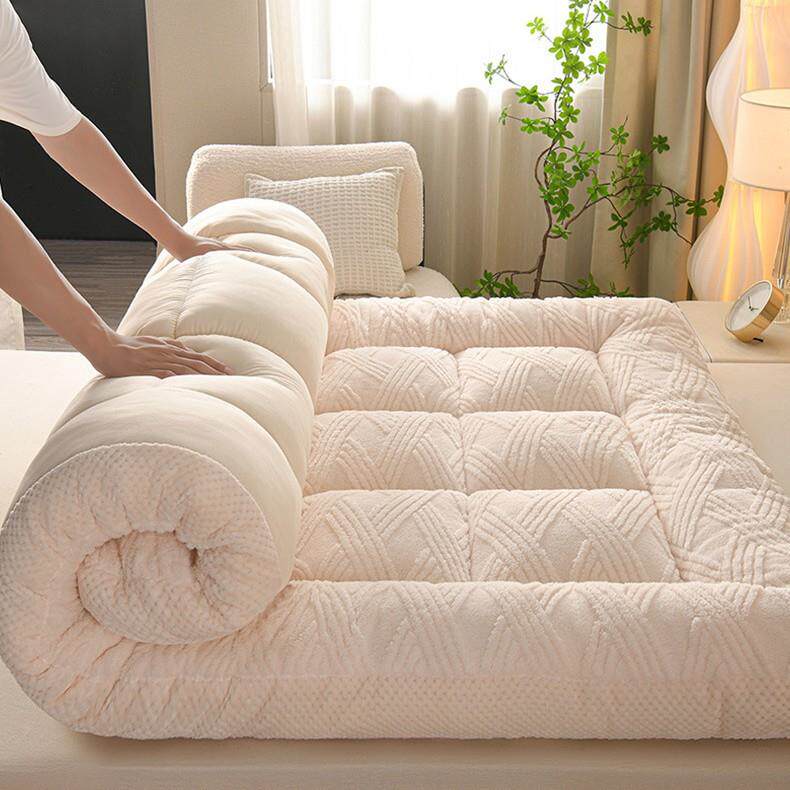 2025新款加厚舒棉绒菠萝格床褥床垫冬季保暖加厚纯色家用宿舍学生