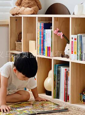 儿童玩NBC木具收纳架玩具置柜儿书架二合一蒙氏童房实物架多层收