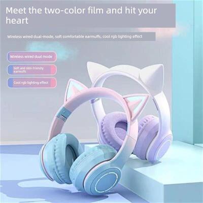 LED Cat Ear Noise Cancelling Headphones Bluetooth5.0 Headset
