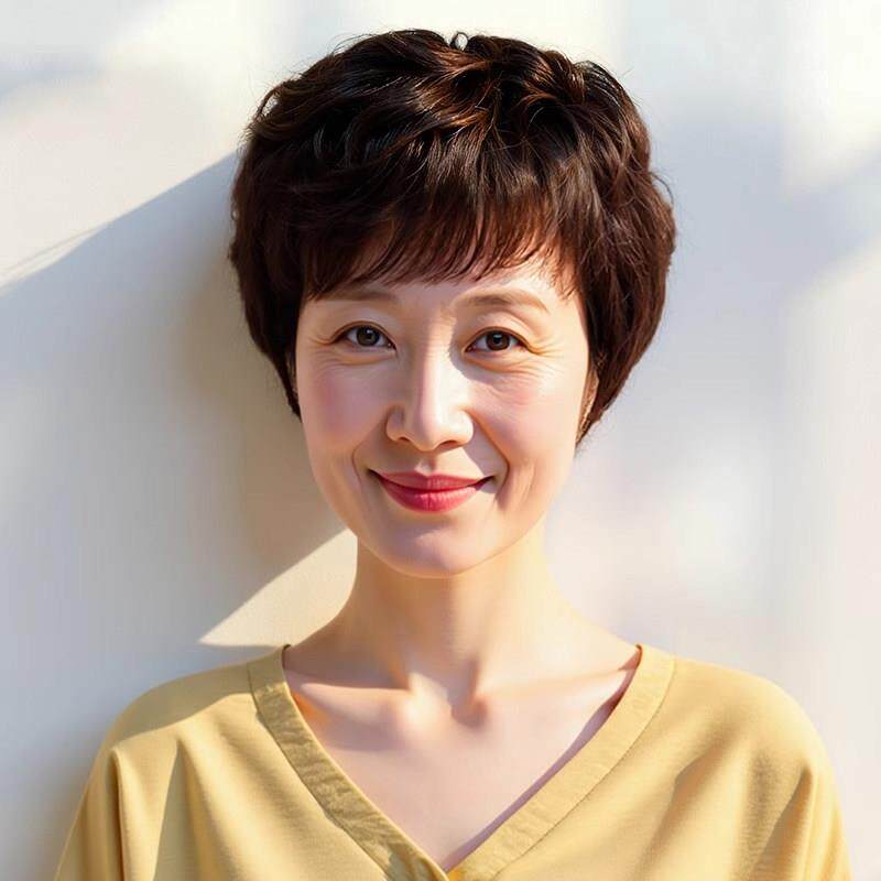假发全头套女真人发丝中老年女士真发自然透气短卷发妈妈款假发套