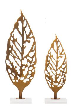 欧式简约轻奢后现代金属电镀创意叶子创意摆件水晶装饰品